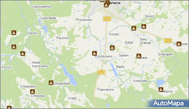 mapa Przybkówko, Przybkówko na mapie Targeo