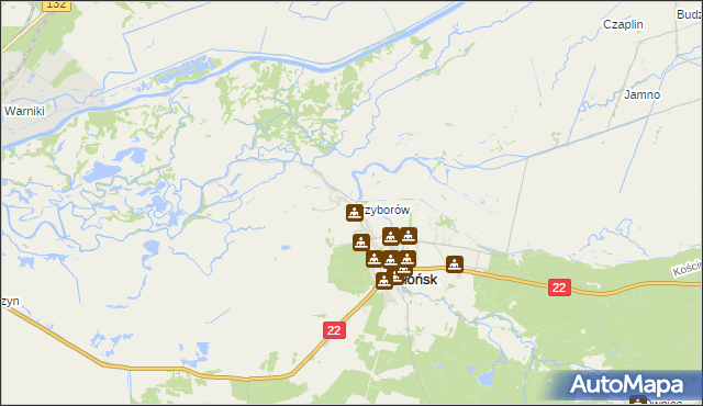 mapa Przyborów gmina Słońsk, Przyborów gmina Słońsk na mapie Targeo