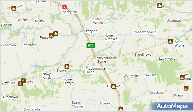 mapa Przyborowice Górne, Przyborowice Górne na mapie Targeo