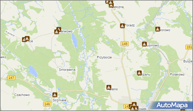 mapa Przyborze gmina Łobez, Przyborze gmina Łobez na mapie Targeo