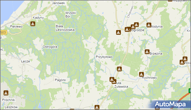 mapa Przybyłowo gmina Tolkmicko, Przybyłowo gmina Tolkmicko na mapie Targeo