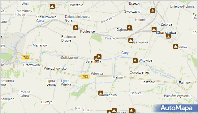 mapa Przybysławice gmina Gołcza, Przybysławice gmina Gołcza na mapie Targeo