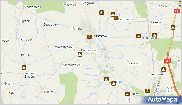mapa Przybysławice gmina Raszków, Przybysławice gmina Raszków na mapie Targeo