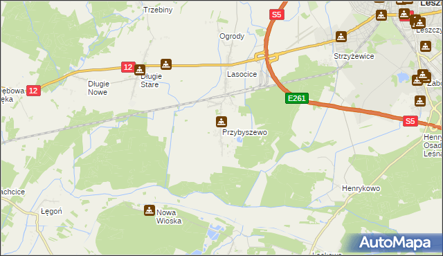mapa Przybyszewo gmina Święciechowa, Przybyszewo gmina Święciechowa na mapie Targeo