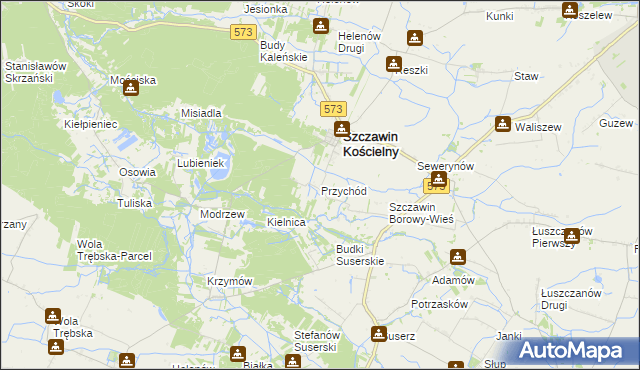 mapa Przychód gmina Szczawin Kościelny, Przychód gmina Szczawin Kościelny na mapie Targeo