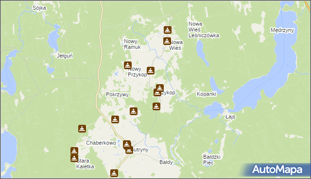 mapa Przykop gmina Purda, Przykop gmina Purda na mapie Targeo