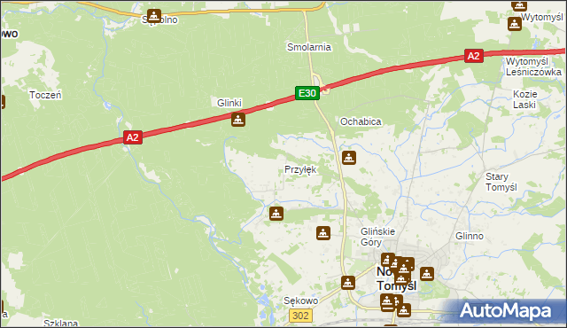 mapa Przyłęk gmina Nowy Tomyśl, Przyłęk gmina Nowy Tomyśl na mapie Targeo