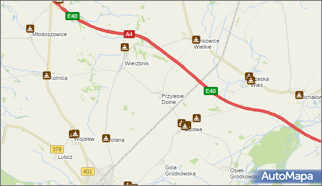 mapa Przylesie Dolne, Przylesie Dolne na mapie Targeo