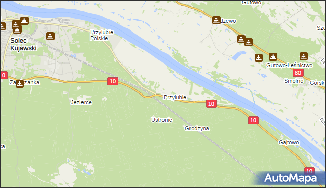 mapa Przyłubie gmina Solec Kujawski, Przyłubie gmina Solec Kujawski na mapie Targeo