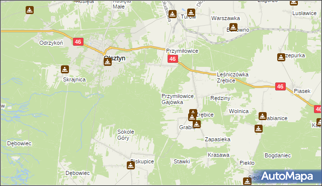 mapa Przymiłowice Gajówka, Przymiłowice Gajówka na mapie Targeo