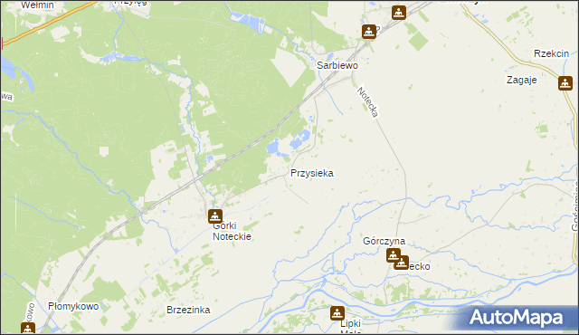 mapa Przysieka gmina Zwierzyn, Przysieka gmina Zwierzyn na mapie Targeo