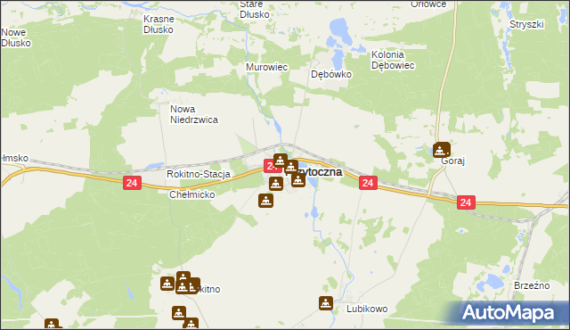 mapa Przytoczna, Przytoczna na mapie Targeo