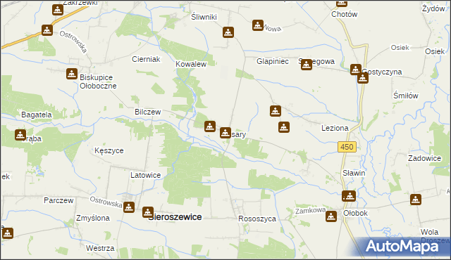 mapa Psary gmina Sieroszewice, Psary gmina Sieroszewice na mapie Targeo