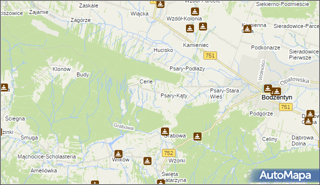 mapa Psary-Kąty, Psary-Kąty na mapie Targeo