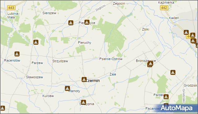 mapa Psienie-Ostrów, Psienie-Ostrów na mapie Targeo