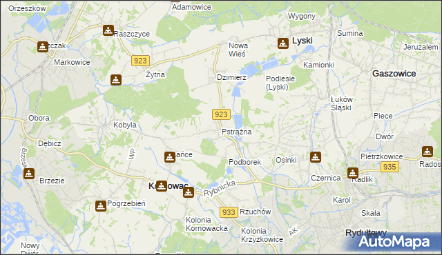 mapa Pstrążna, Pstrążna na mapie Targeo