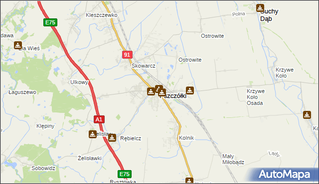 mapa Pszczółki powiat gdański, Pszczółki powiat gdański na mapie Targeo