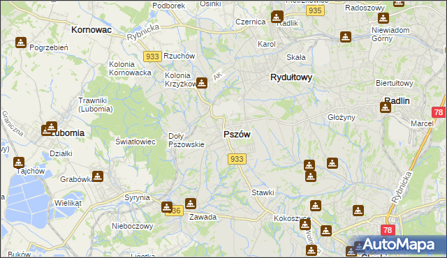 mapa Pszów, Pszów na mapie Targeo