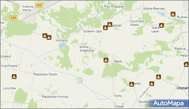 mapa Ptaszki, Ptaszki na mapie Targeo