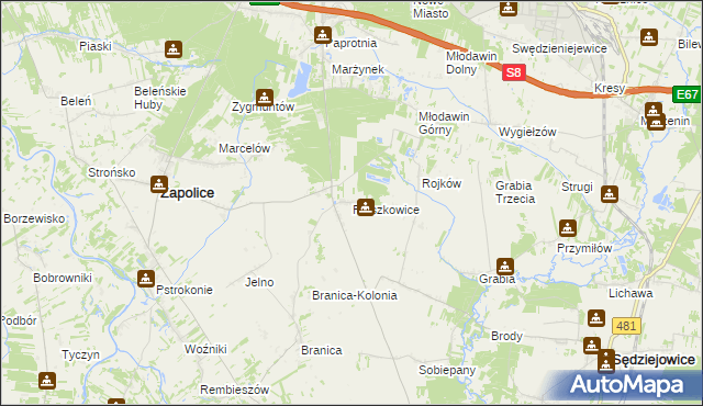 mapa Ptaszkowice, Ptaszkowice na mapie Targeo