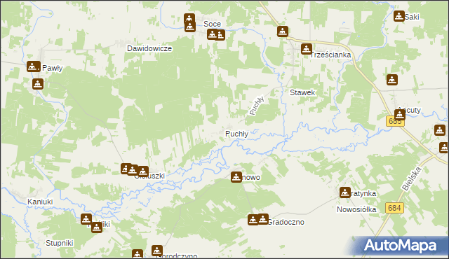 mapa Puchły, Puchły na mapie Targeo