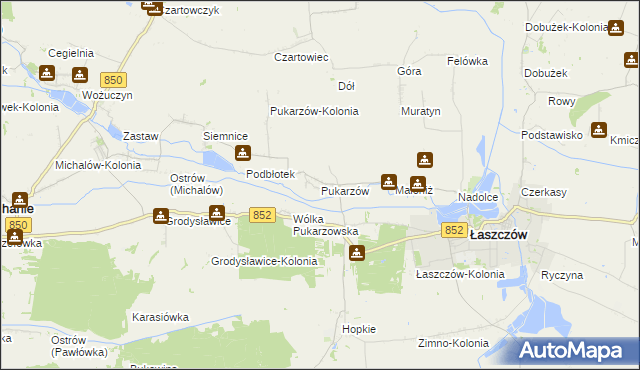 mapa Pukarzów gmina Łaszczów, Pukarzów gmina Łaszczów na mapie Targeo