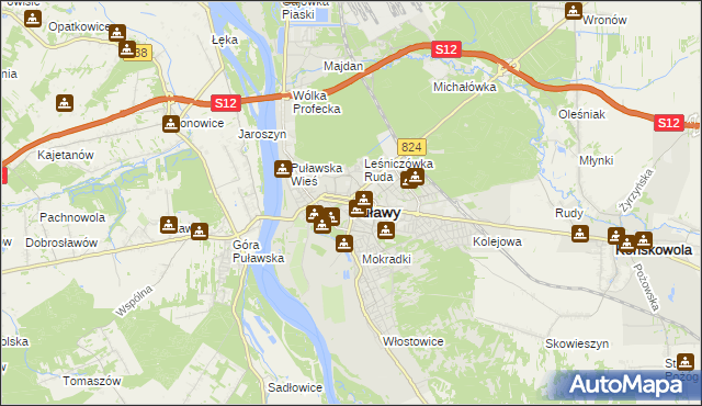 mapa Puław, Puławy na mapie Targeo