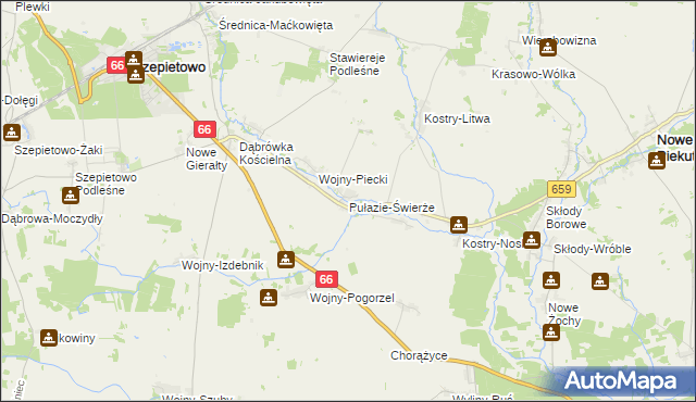 mapa Pułazie-Świerże, Pułazie-Świerże na mapie Targeo