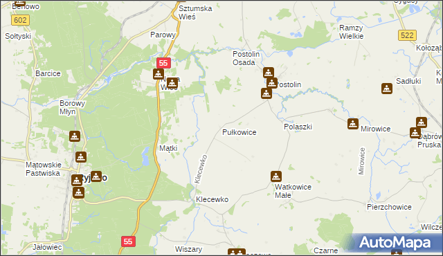 mapa Pułkowice, Pułkowice na mapie Targeo