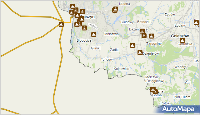 mapa Puńców, Puńców na mapie Targeo