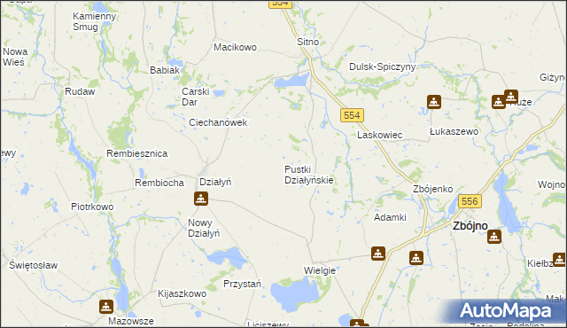 mapa Pustki Działyńskie, Pustki Działyńskie na mapie Targeo