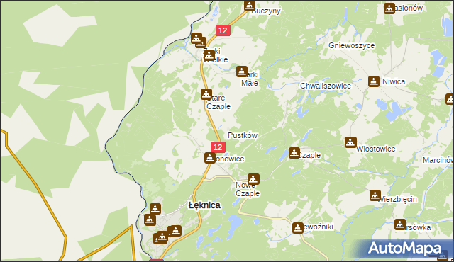 mapa Pustków gmina Trzebiel, Pustków gmina Trzebiel na mapie Targeo