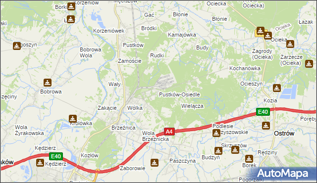 mapa Pustków-Osiedle, Pustków-Osiedle na mapie Targeo