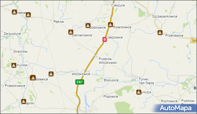 mapa Pustków Wilczkowski, Pustków Wilczkowski na mapie Targeo