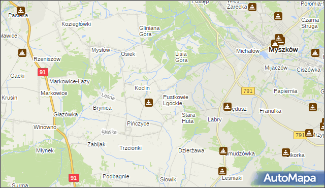 mapa Pustkowie Lgockie, Pustkowie Lgockie na mapie Targeo