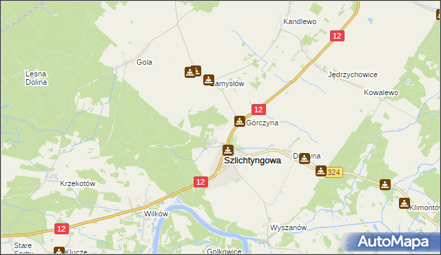 mapa Puszcza gmina Szlichtyngowa, Puszcza gmina Szlichtyngowa na mapie Targeo
