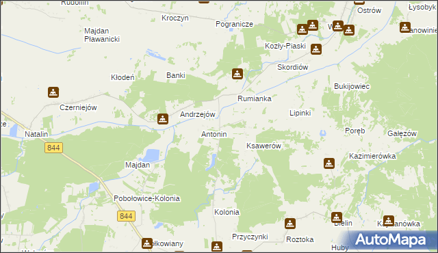 mapa Puszcza gmina Żmudź, Puszcza gmina Żmudź na mapie Targeo