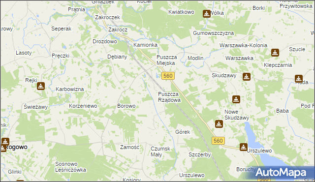 mapa Puszcza Rządowa, Puszcza Rządowa na mapie Targeo