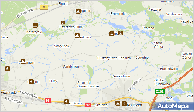 mapa Puszczykowo-Zaborze, Puszczykowo-Zaborze na mapie Targeo