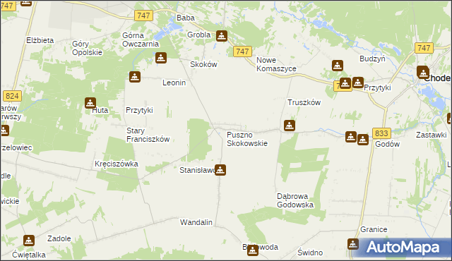 mapa Puszno Skokowskie, Puszno Skokowskie na mapie Targeo