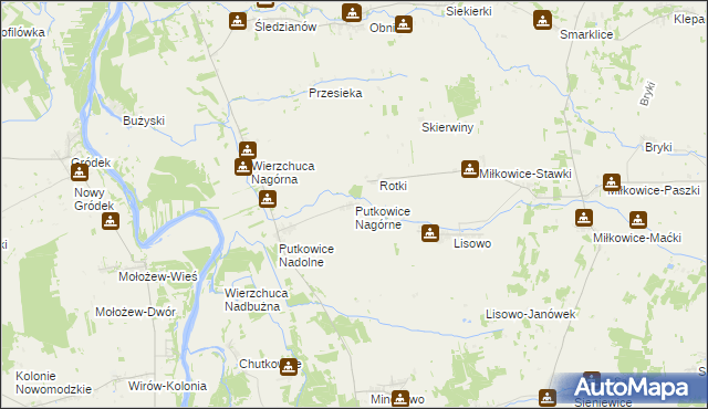 mapa Putkowice Nagórne, Putkowice Nagórne na mapie Targeo