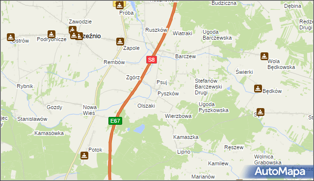 mapa Pyszków, Pyszków na mapie Targeo