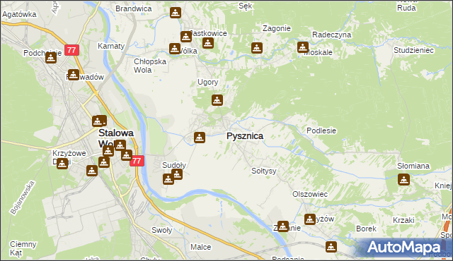 mapa Pysznica, Pysznica na mapie Targeo