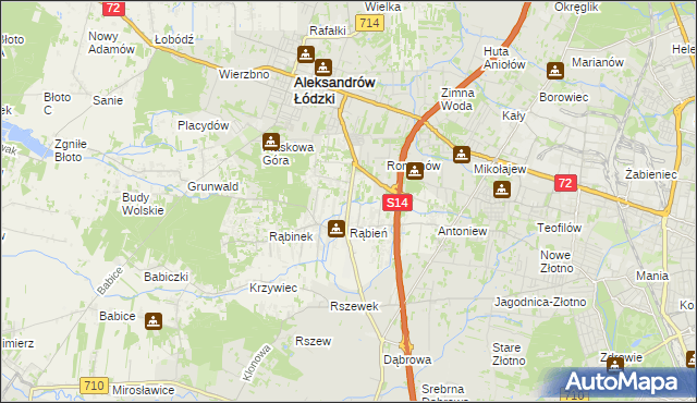 mapa Rąbień AB, Rąbień AB na mapie Targeo