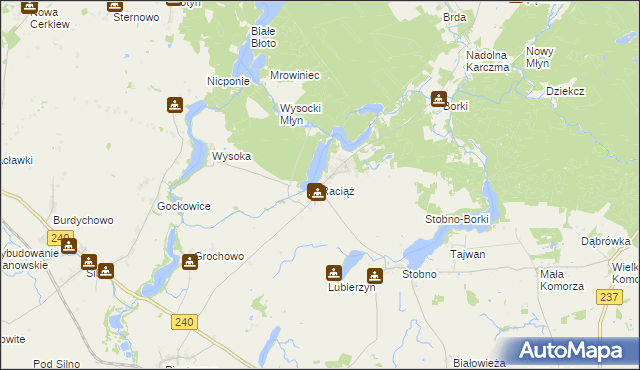 mapa Raciąż gmina Tuchola, Raciąż gmina Tuchola na mapie Targeo