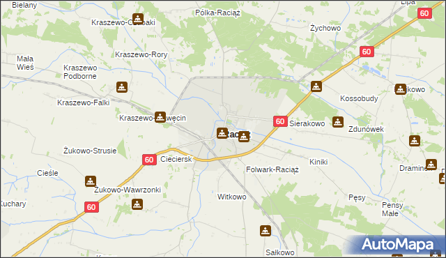 mapa Raciąż powiat płoński, Raciąż powiat płoński na mapie Targeo