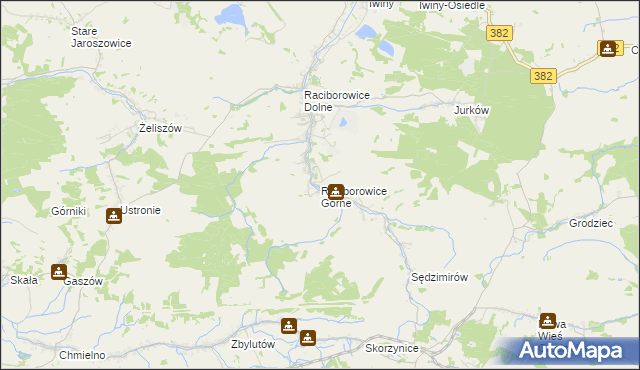 mapa Raciborowice Górne, Raciborowice Górne na mapie Targeo