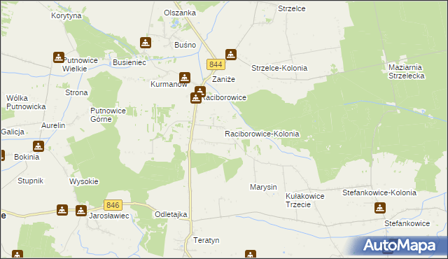 mapa Raciborowice-Kolonia, Raciborowice-Kolonia na mapie Targeo