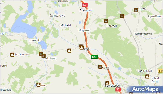 mapa Rączki gmina Nidzica, Rączki gmina Nidzica na mapie Targeo