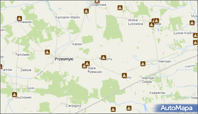 mapa Raczyny gmina Przesmyki, Raczyny gmina Przesmyki na mapie Targeo